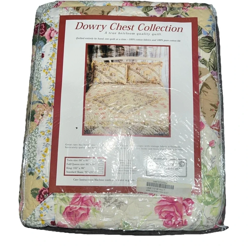 Bay Colony Home Fashions Dowry Chest‎ Collection April Garden Twin Quilt New Vtg